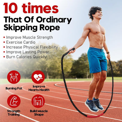Weighted Jump Rope for Men and Women, 3Lb 4Lb 5Lb Adult Heavy Skipping Rope, Jumprope for Fitness,Workout Equipment, Fitness Equipment for Home Gym Exercise,Improve Strength and Building Muscle
